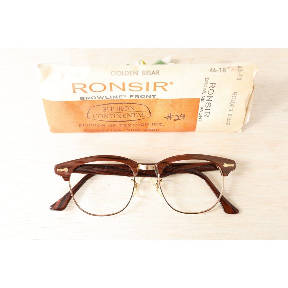 Shuron Ronsir Vintage eyeglass 1960s 12k GF Sleeve USA NOS Retro